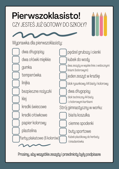 Wyprawka pierwszoklasisty