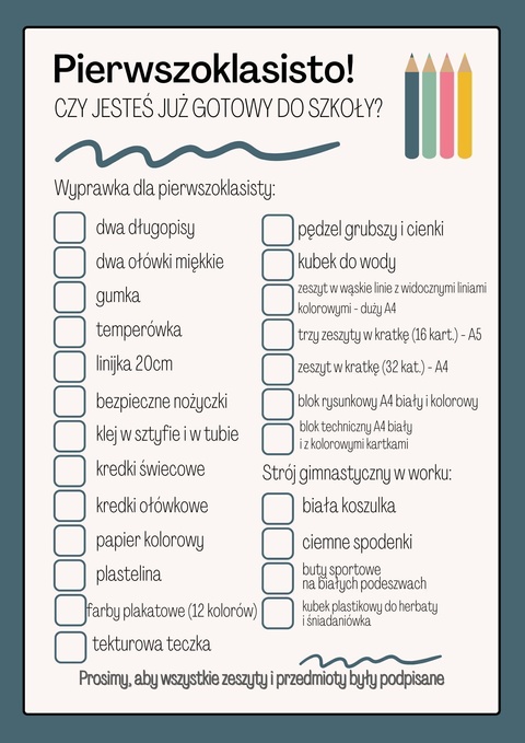 Wyprawka pierwszoklasisty